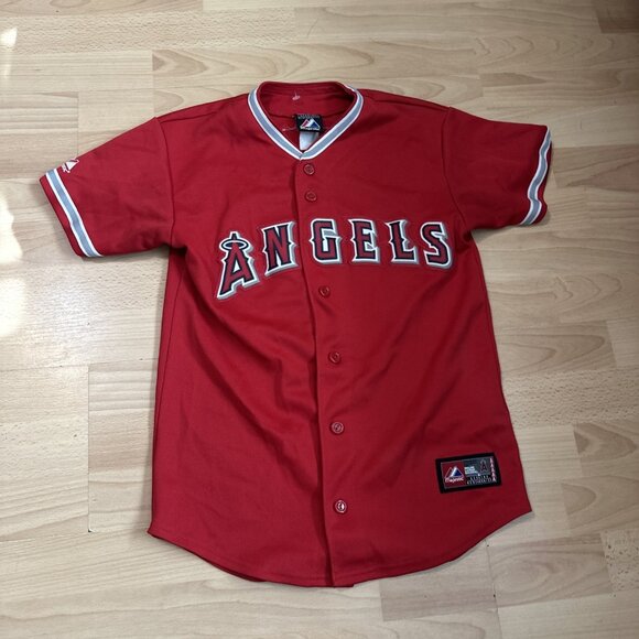 Los Angeles Angels Jersey Youth Medium Red MLB Baseball Trout 27 Shirt - Picture 1 of 7